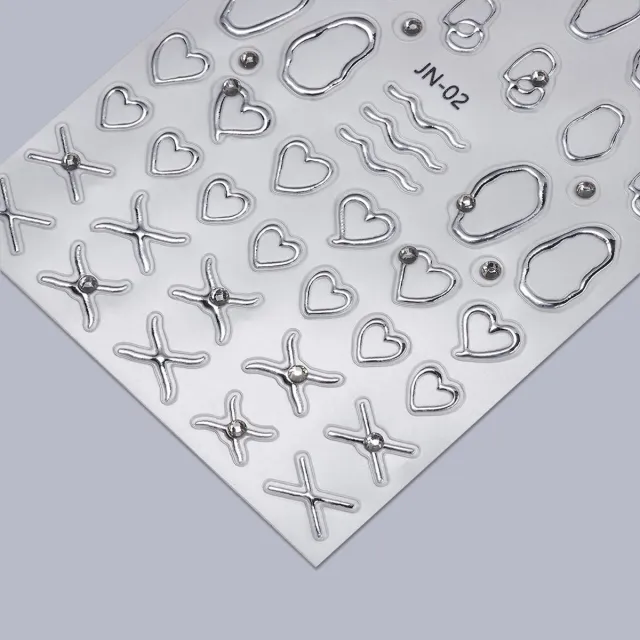 Nail flexy stickers Heart Silver – foto 3